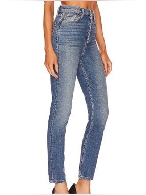 RE/DONE 90s High Rise Ankle Crop Aged Blue Lived-In Vintage Feel Size 25